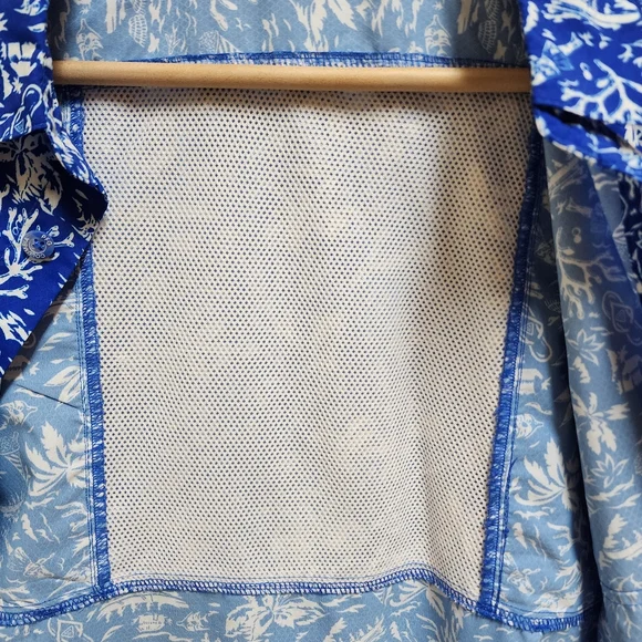 Columbia PFG Shirt Boys Youth XL Blue White Floral Hawaiian Short Sleeve Button - Picture 8 of 15